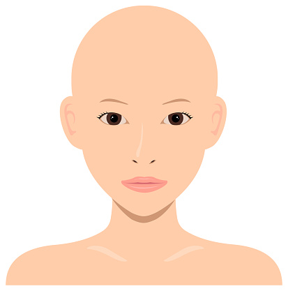 Young Asian Woman Face Vector Illustration Skin Head No Hair Stock  Illustration - Download Image Now - iStock