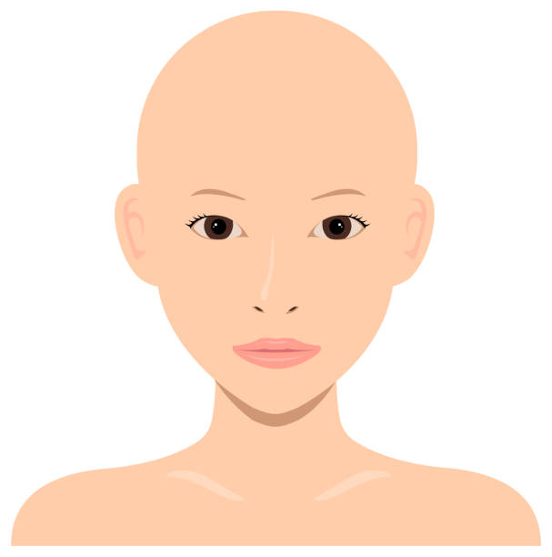 Young asian woman face vector illustration / skin head, no hair Young asian woman face vector illustration / skin head, no hair skin head stock illustrations