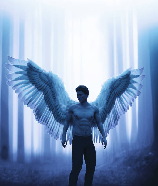 istock An angel in mystic forest,3d illustration 1170024433