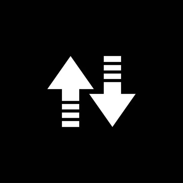 Vector illustration of Up-Down Arrow Icon On Black Background. Black Flat Style Vector Illustration.