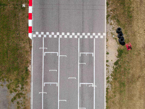 istock Race track with starting or end line, aerial view background 1170038022