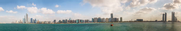 istock Abu Dhabi, UAE. Panoramic cityscape view at sunset from Marina viewpoint 1170040793