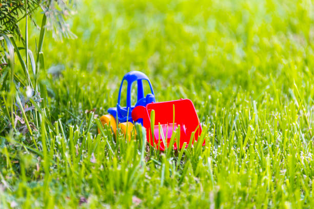 istock plastic toy car on a green grass 1170053049