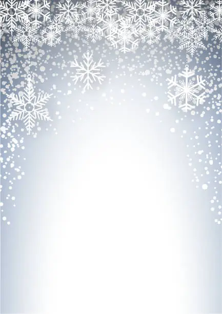 Vector illustration of Vector Winter Background. A cold Christmas with snowfall and ice crystals