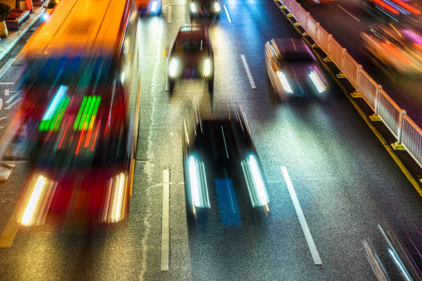 istock Blurred motion traffic in the downtown district, shenzhen 1170053223