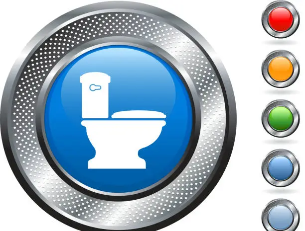 Vector illustration of toilet royalty free vector art on metallic button