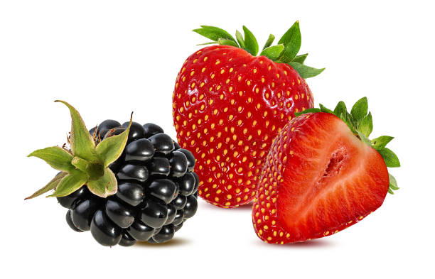 istock Strawberries and blackberry  isolated on white background with clipping path 1170061552