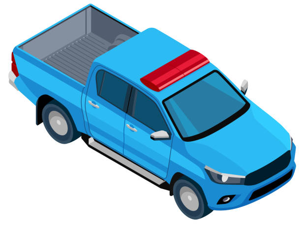 ilustrações de stock, clip art, desenhos animados e ícones de pickup vehicle isometric - pick up truck red old 4x4