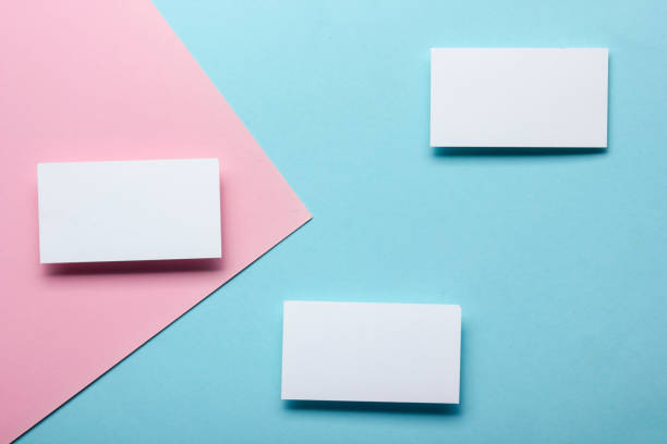 istock Business cards blank. Mockup on color background. Flat Lay. copy space for text 1170069065