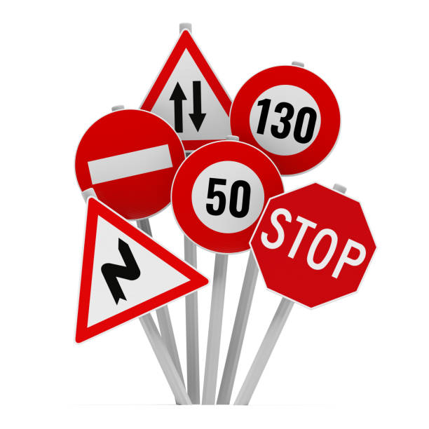 Europe Road Signs On White Background Stock Photo - Download Image Now -  Learning to Drive, Road Sign, Three Dimensional - iStock