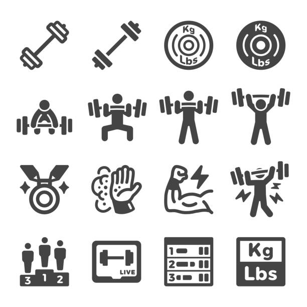 weight lifting icon set weight lifting sport and recreation icon set,vector and illustration clean and jerk stock illustrations