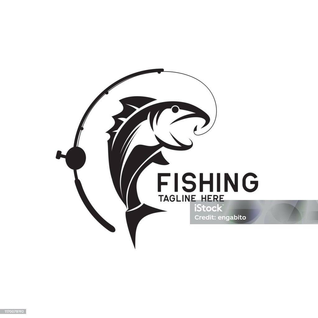 icono de pesca aislado sobre fondo blanco, ilustración vectorial - arte vectorial de Pescar libre de derechos