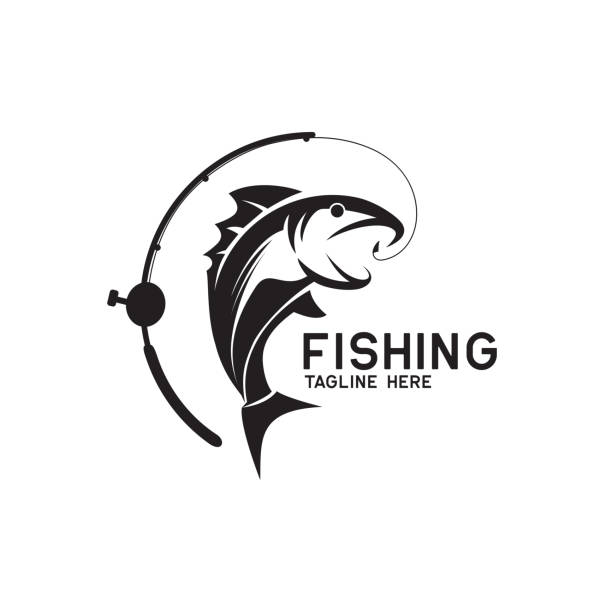 ilustraciones, imágenes clip art, dibujos animados e iconos de stock de icono de pesca aislado sobre fondo blanco, ilustración vectorial - captura de peces