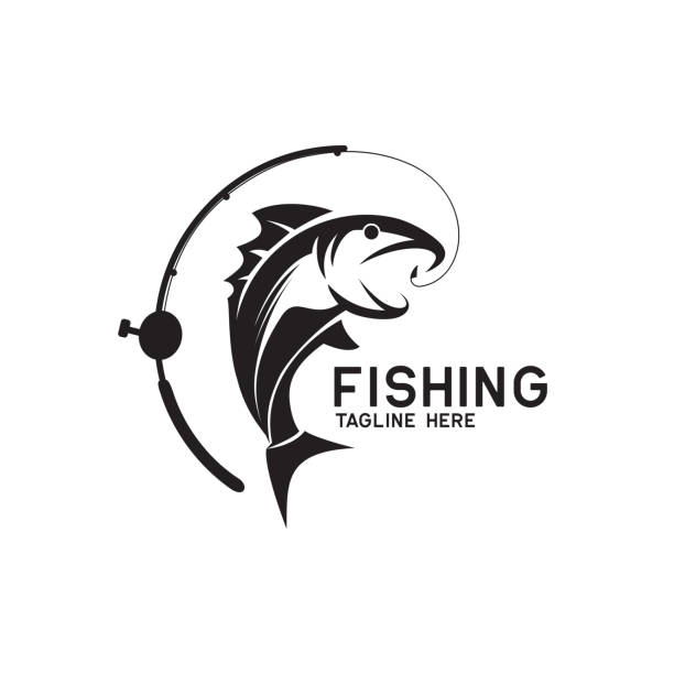 ikona wędkarstwa odizolowana na białym tle, ilustracja wektorowa - catch of fish illustrations stock illustrations