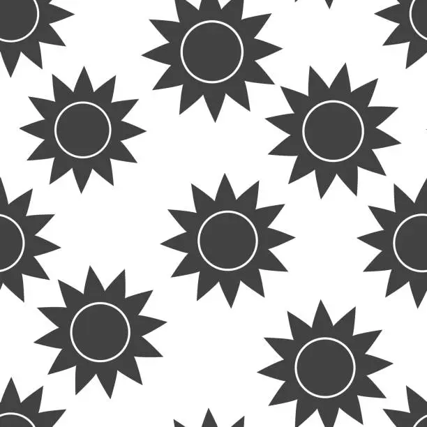 Vector illustration of Sun Vector Icon. A symbol of the sky, good weather  seamless pattern on a white background.