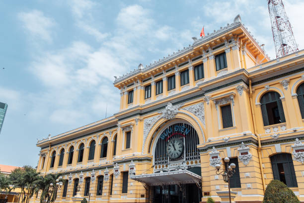 istock Saigon Central Post Office on blue sky background in Ho Chi Minh, Vietnam. 1170082591