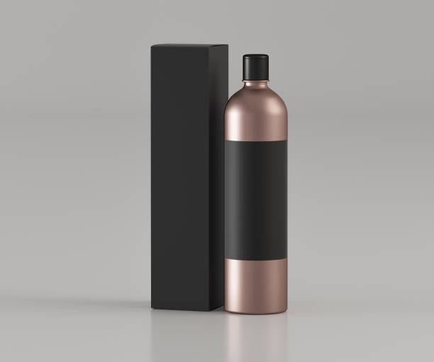 istock Cosmetic bottle with label and box - 3D illustration 1170082683