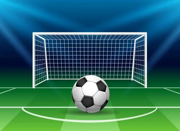 Vector illustration of Football goal with soccer ball