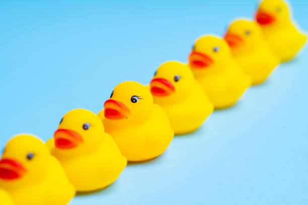istock Yellow duck toy for Kid in creative education concept in flat lay 1170084733