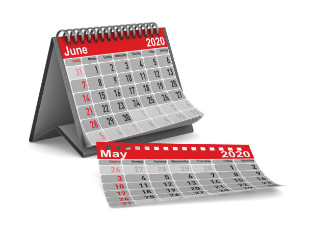 2020 anno. calendario per giugno. illustrazione 3d isolata - may calendar month three dimensional shape foto e immagini stock