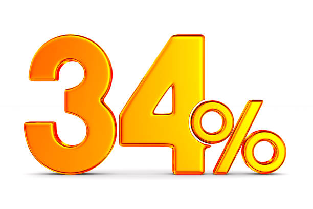 istock thrity four percent on white background. Isolated 3D illustration 1170085653
