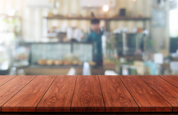 istock Empty wood table with blur beautiful background for your product display. 1170085690