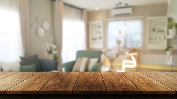 istock Empty wood table with blur beautiful background for your product display. 1170085765