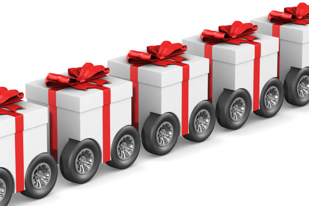 istock gift box with wheel on white background. Isolated 3D illustration 1170085844