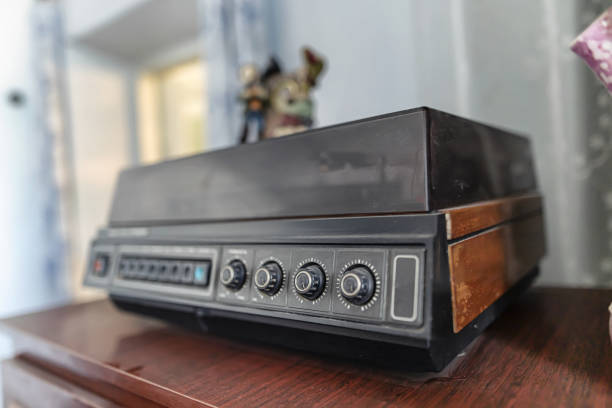 istock An old vinyl record player with wooden cases 1170088218