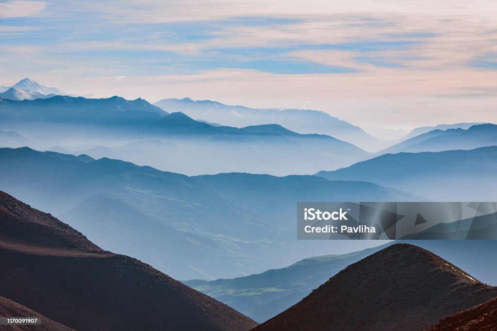 The High Atlas, valleys, hills mist, Morocco,North Africa The High Atlas, valleys, hills mist, Morocco,North Africa ,Nikon D3x Atlas Mountains Stock Photo