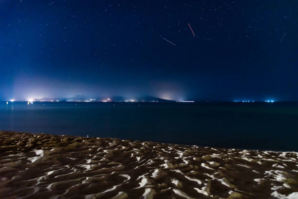 istock Beach during night with stars in the sky. 1170095356