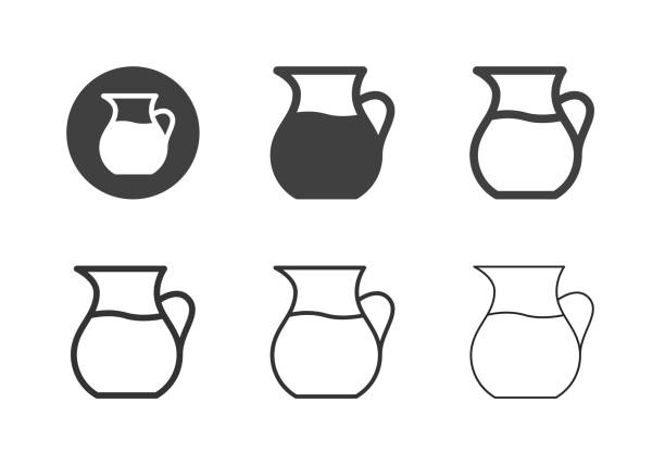 illustrazioni stock, clip art, cartoni animati e icone di tendenza di jug of water icons - serie multi - jug