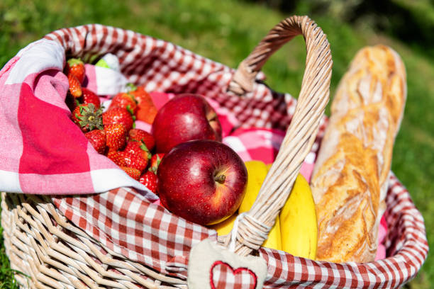 Picnic basket with food