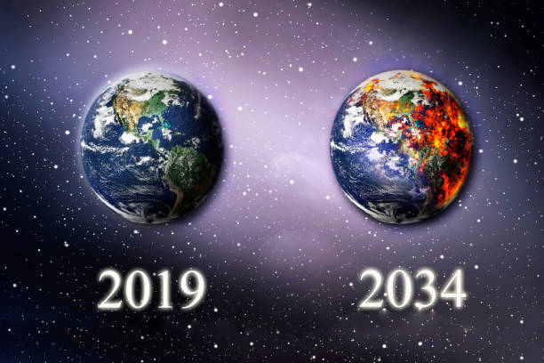 istock View of looking burns planet earth on space galaxy and star background , Global warming concept , Elements of this image furnished by NASA. 1170101175