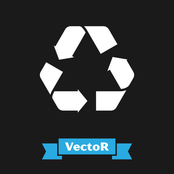 istock White Recycle symbol icon isolated on black background. Circular arrow icon. Environment recyclable go green.  Vector Illustration 1170103351