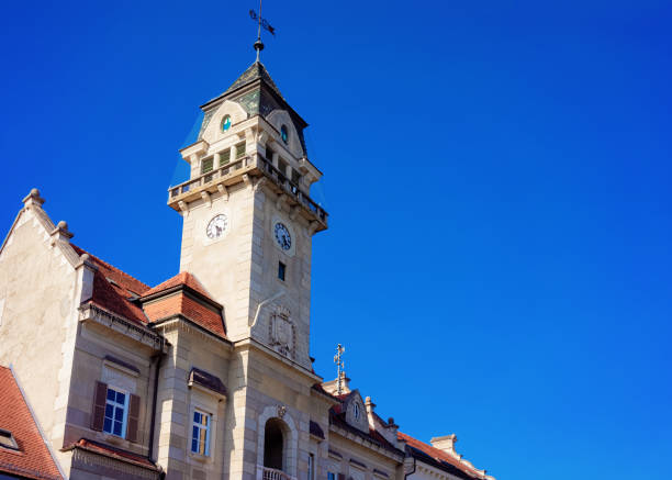 Town Hall in town Leibnitz in Styria of Austria. Street architecture. Blue sky on the background.