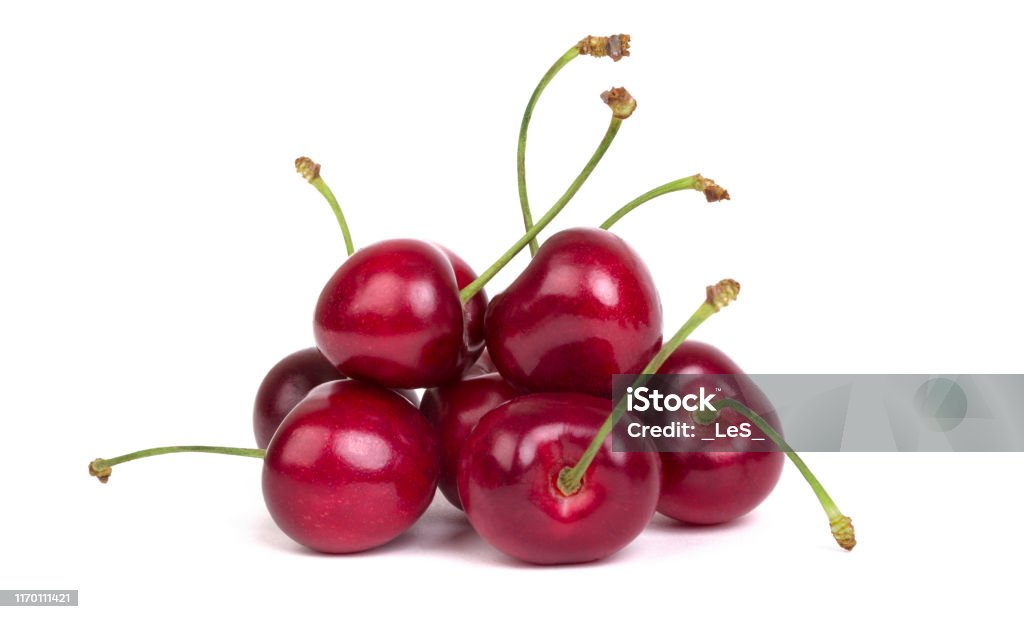 Handful of cherry Handful of cherry on white background, close-up Cherry Stock Photo