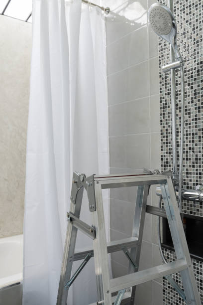 istock Ladder stand in modern bathroom design under renovation 1170111432