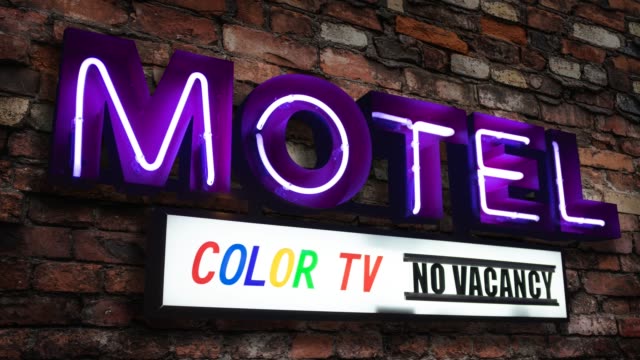 Retro Neon Motel With Color TV