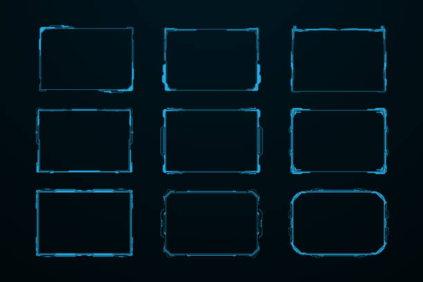 stockillustraties, clipart, cartoons en iconen met abstracte sci fi frame sjabloon layout ontwerpconcept achtergrond. vector illustratie - hud grafische gebruikersinterface