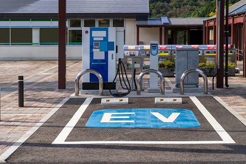 EV Station Charger for electrical vehicle car using as green environmental concept