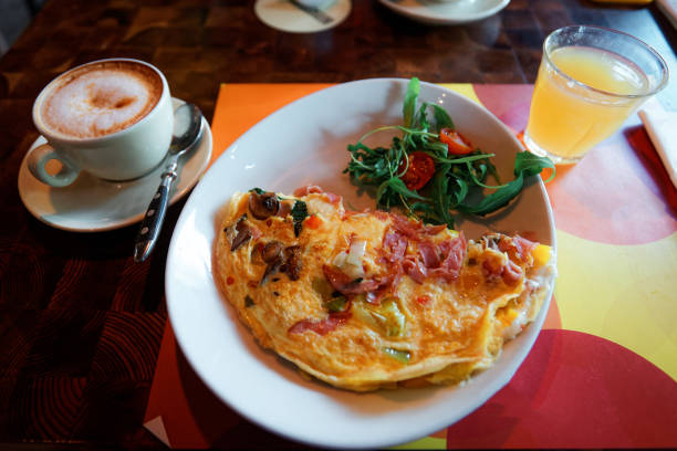 istock Breakfast with Omelette cup of coffe and juice 1170122743