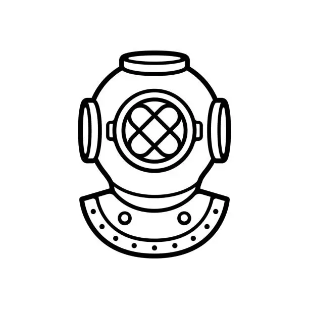 Vector illustration of Vintage diving helmet