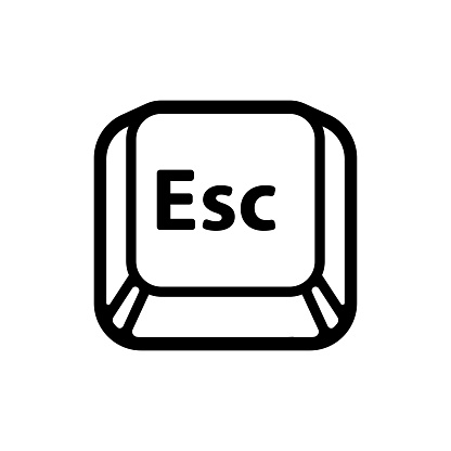 Esc (Escape) key icon. Keyboard button symbol, black and white outline drawing. Isolated vector illustration.