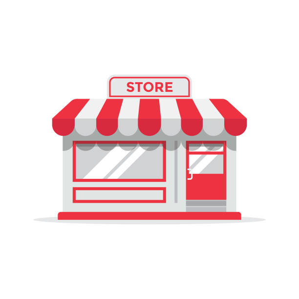 illustrazioni stock, clip art, cartoni animati e icone di tendenza di design piatto dell'icona del negozio o del negozio. - negozio illustrazioni