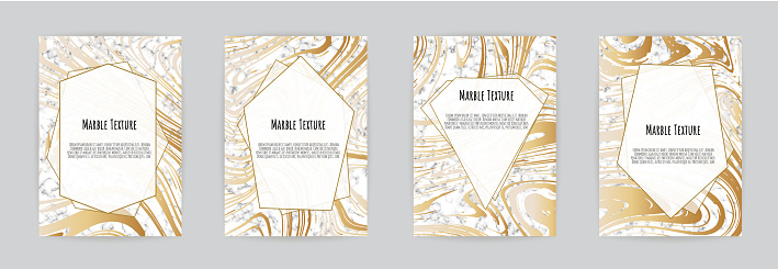 Set of elegant card, background. Black and golden marble texture. Vector illustration