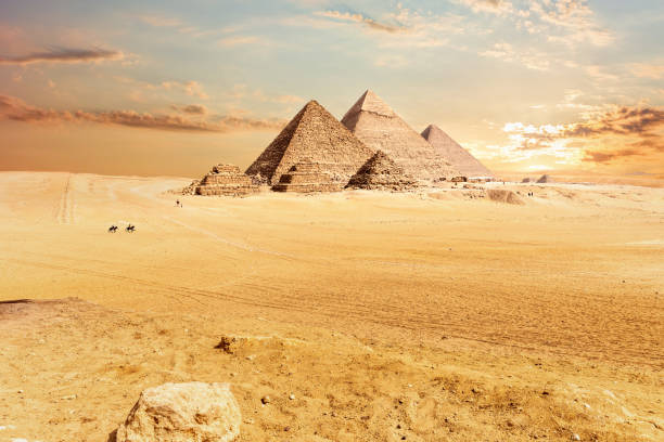 istock Giza Pyramids in the hot desert, Egypt 1170128697