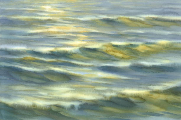 istock Evening colors by the sea watercolor background 1170135048