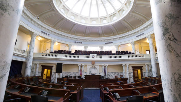 panoramic of the house of representatives at the idaho state capitol building in boise, idaho, united states - idaho boise state idaho state capitol imagens e fotografias de stock