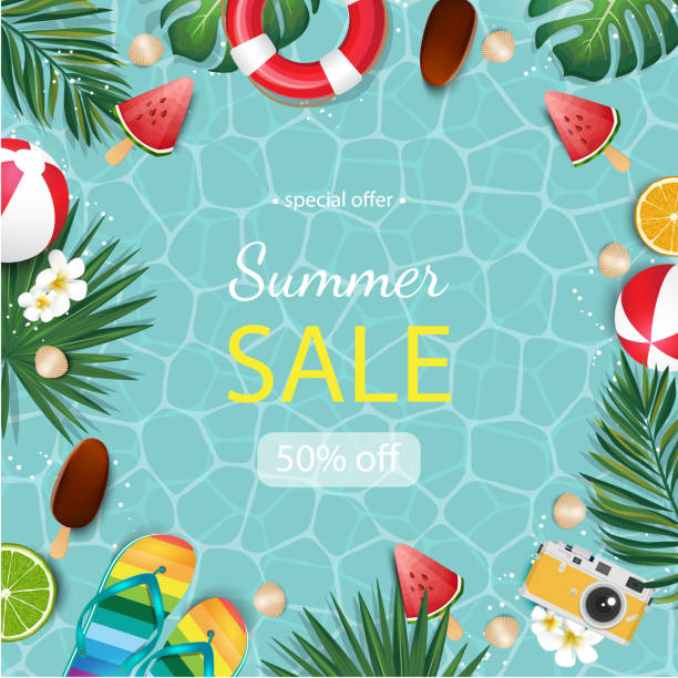 istock Summer illustration for banner design, poster and voucher. 1170137575